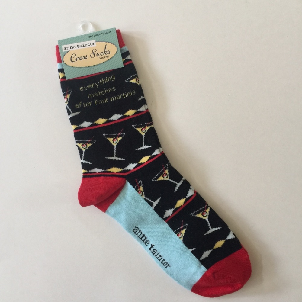 anne taintor martini crew socks new